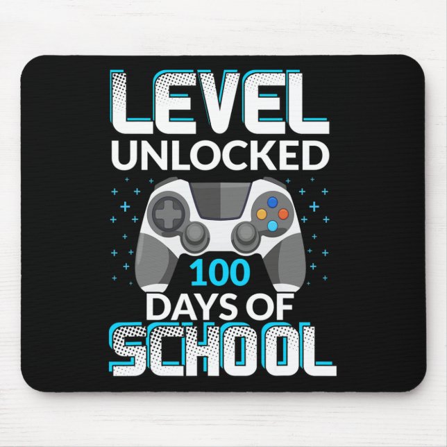 Level 100 Days of School Unlock Gamer Nerdy Team Mousepad (Vorne)
