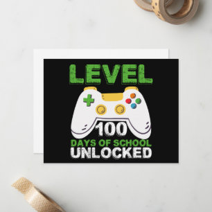 Level 100 Days of School Unlock Gamer Video Game Mitteilungskarte