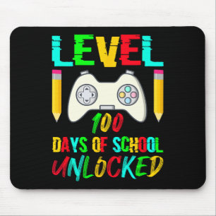 Level 100 Days of School Unlock Gamer Video Game Mousepad