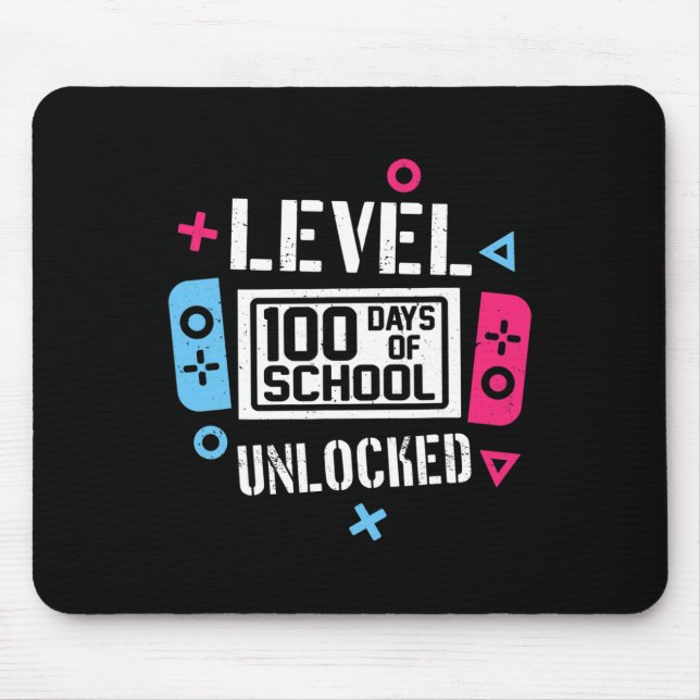 Level 100 Days of School Unlock Gamer Video Game Mousepad (Vorne)