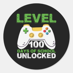 Level 100 Days of School Unlock Gamer Video Game Runder Aufkleber