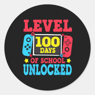 Level 100 Days of School Unlock Gamer Video Game Runder Aufkleber