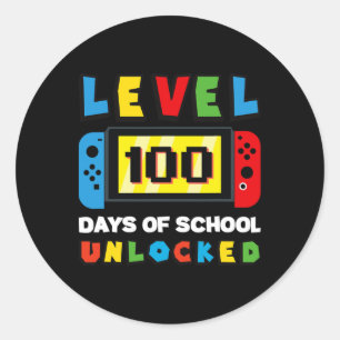 Level 100 Days of School Unlock Gamer Video Game Runder Aufkleber