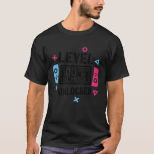 Level 100 Days of School Unlock Gamer Video Game T-Shirt
