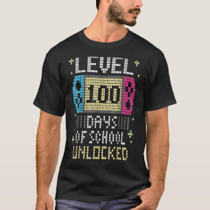 Level 100 Days of School Unlock Gamer Video Game T-Shirt