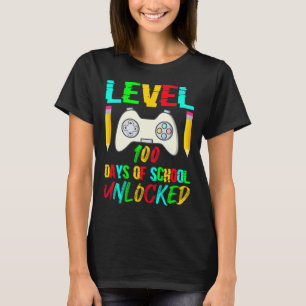 Level 100 Days of School Unlock Gamer Video Game T-Shirt