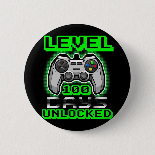 Level 100 Days of School Unlock Video Game Boys Button (Vorderseite)