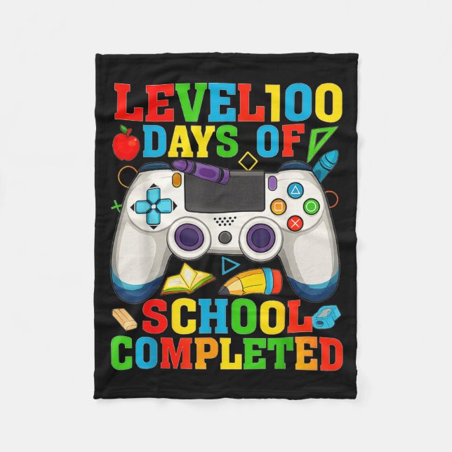 Level 100 Days Of School Unlocked Boys 100th Day O Fleecedecke (Vorderseite)