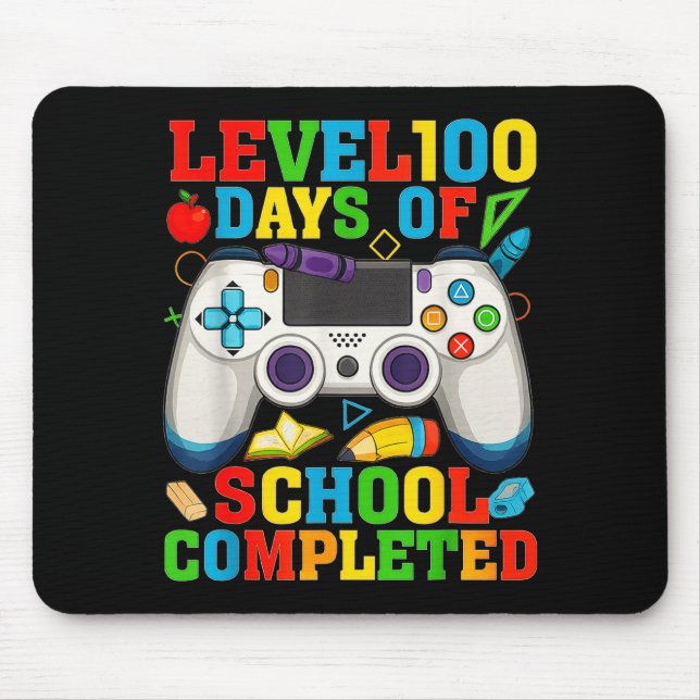 Level 100 Days Of School Unlocked Boys 100th Day O Mousepad (Vorne)