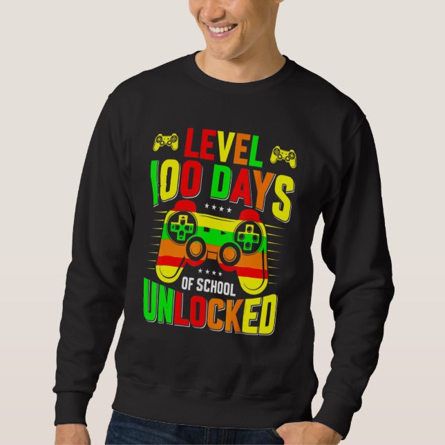 Level 100 Days Of School Unlocked Gamer Video Game Sweatshirt (Vorderseite)