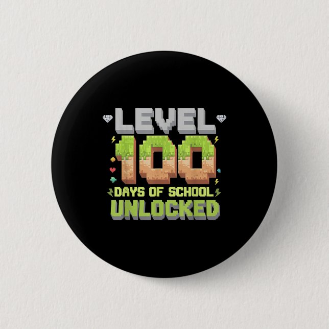 Level 100 Days of School Unlocks Gaming Pixel 100 Button (Vorderseite)