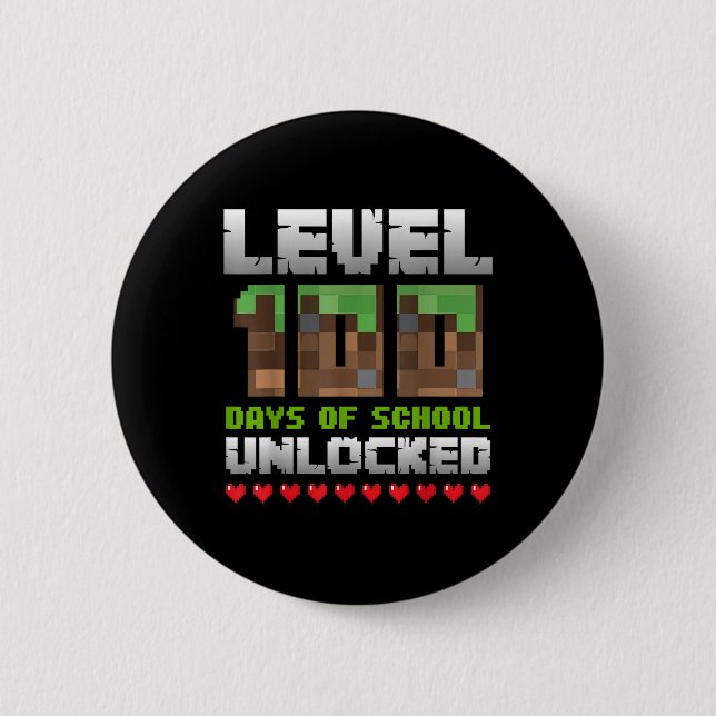 Level 100 Days of School Unlocks Gaming Pixel 100 Button (Vorderseite)
