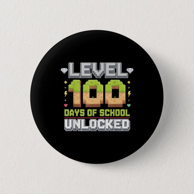 Level 100 Days of School Unlocks Gaming Pixel 100 Button (Vorderseite)
