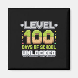 Level 100 Days of School Unlocks Gaming Pixel 100 Magnet