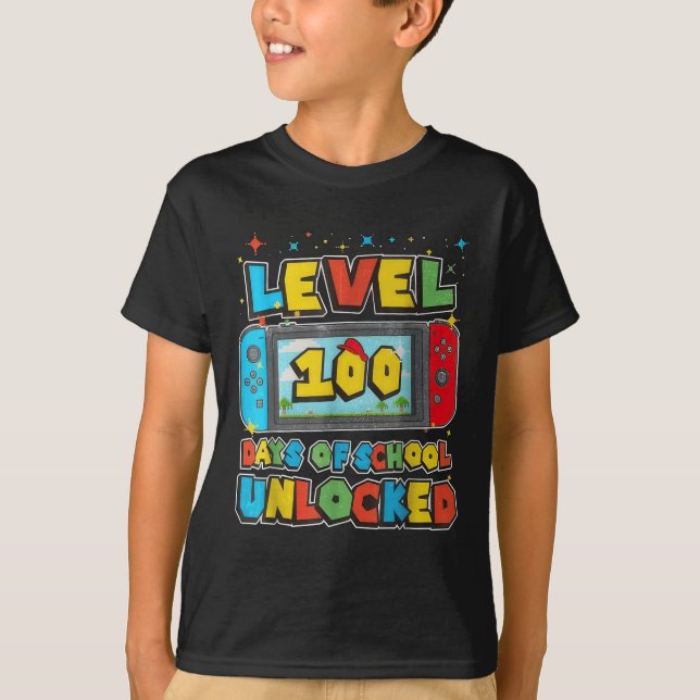 Level 100 Days of School Unlocks Gaming Pixel 100 T-Shirt (Vorderseite)