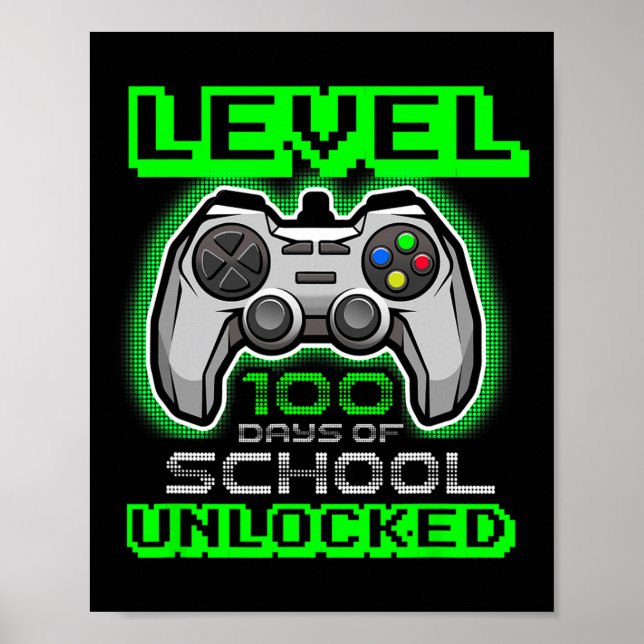 Level 100 Days of School Unlocks Jungs Mädchen Kin Poster (Vorne)