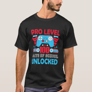 Level 100 Days of School Unlocks Kids Gamer Gamin T-Shirt
