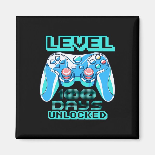 Level 100 Days of School Unlocks Video Game Contr Magnet (Vorne)