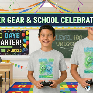 Level 100 freigeschaltet Gamer 100. Schultag T-Shirt
