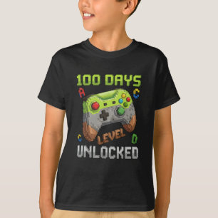 Level 100 Tage Schule freigeschaltet Gamer-Stil T-Shirt