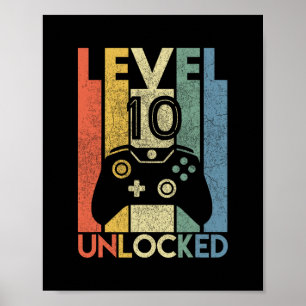 Level 10 freigeschaltetes Shirt Lustiger Videospie Poster