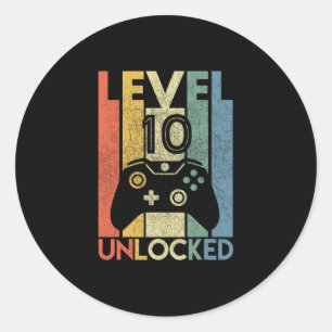 Level 10 freigeschaltetes Shirt Lustiger Videospie Runder Aufkleber