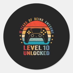 Level 10 freigeschaltetes Shirt Lustiger Videospie Runder Aufkleber