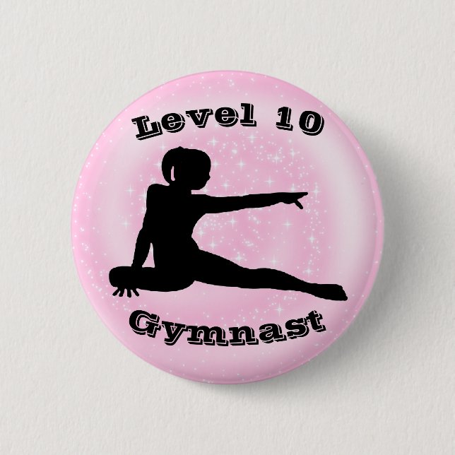 Level 10 Gymnast - Gymnastikschaltfläche für Mädch Button (Vorderseite)