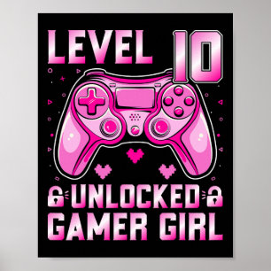 Level 10 Unlock Gamer Girl Video Gamer 10. Geburts Poster