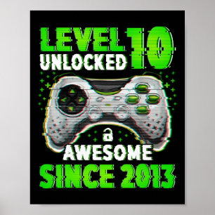 Level 10 Unlock Video Game 10 Jahre alter Junge 10 Poster