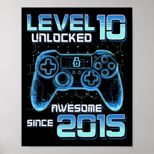 Level 10 Unlock Video Game Party 10. Geburtstag G Poster