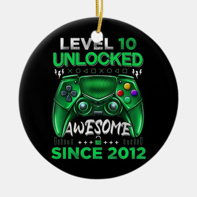Level 10 Unlocked Awesome 2012 Video Game 10th Keramik Ornament (Vorne)