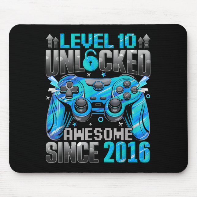 Level 10 Unlocked Awesome Since 2016 10th Birthday Mousepad (Vorne)
