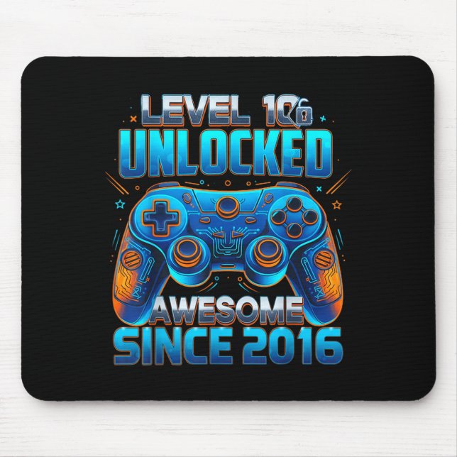Level 10 Unlocked Awesome Since 2016 10th Birthday Mousepad (Vorne)