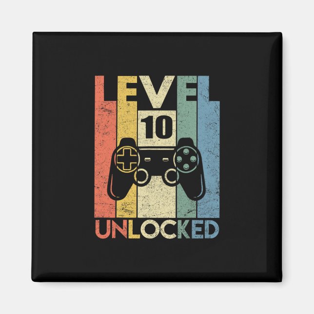 Level 10 Unlocked Funny Video Gamer 10th Birthday  Magnet (Vorne)