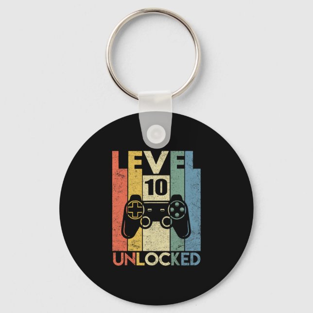 Level 10 Unlocked Funny Video Gamer 10th Birthday  Schlüsselanhänger (Vorderseite)