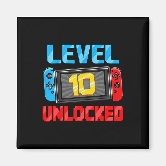 Level 10 Unlocked Gamer 10th Birthday Gift Video G Magnet (Vorne)
