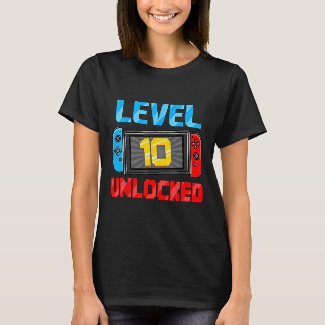 Level 10 Unlocked Gamer 10th Birthday Gift Video G T-Shirt (Vorderseite)