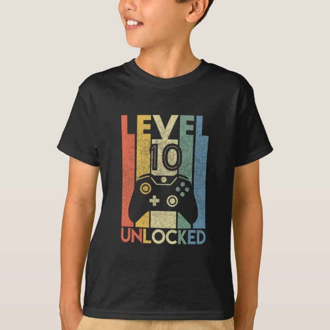 Level 10 Unlocked Shirt Funny Video Gamer 10th Bir (Vorderseite)