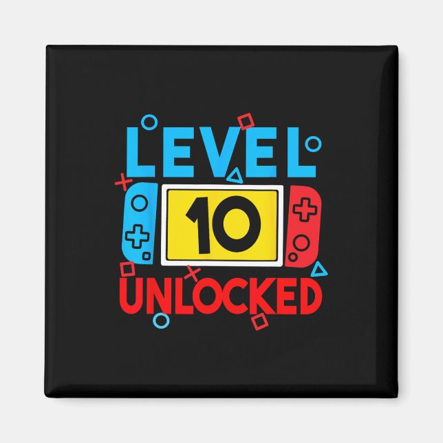 Level 10 Unlocks 10. Geburtstag Videospiel B Magnet (Vorne)
