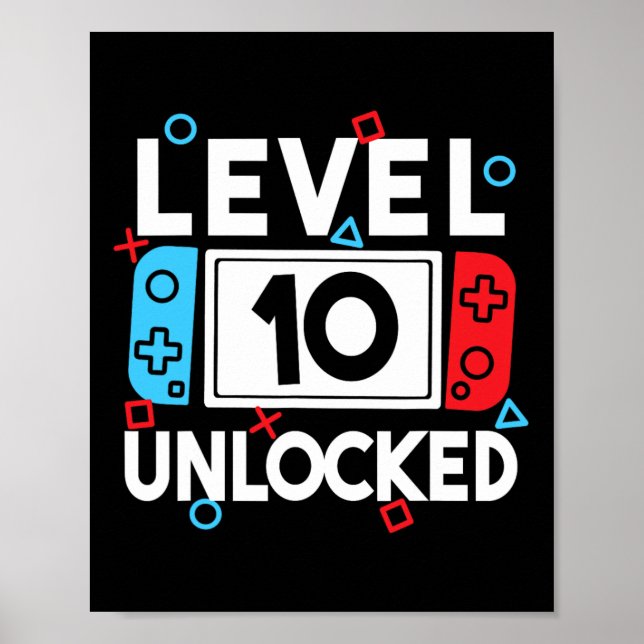Level 10 Unlocks 10. Geburtstag Videospiel B Poster (Vorne)