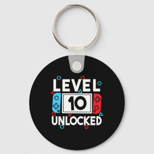 Level 10 Unlocks 10. Geburtstag Videospiel B Schlüsselanhänger