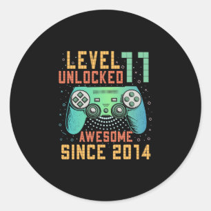 Level 11 freigeschaltet 11. Geburtstag 11-jähriger Runder Aufkleber