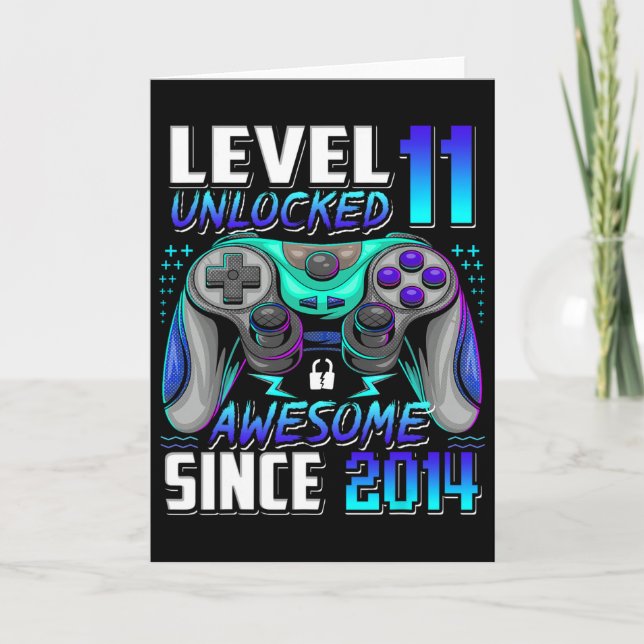 Level 11 freigeschaltet Toll seit 2014 11. Geburts Karte (Vorderseite)
