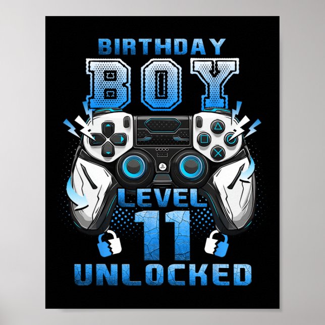 Level 11 freigeschaltet Videospieler 11. Geburtsta Poster (Vorne)