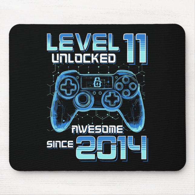 Level 11 freigeschaltet Videospielparty 11. Geburt Mousepad (Vorne)