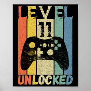Level 11 Ungesperrte Gamer Shirt Boys für das Gebu Poster