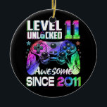 Level 11 Unlocked Awesome 2011 Video Game 11th Keramik Ornament<br><div class="desc">Level 11 Unlocked Awesome 2011 Video Game 11th Birthday Gift Gift. Perfect gift for your dad,  mom,  papa,  men,  women,  friend and family members on Thanksgiving Day,  Christmas Day,  Mothers Day,  Fathers Day,  4th of July,  1776 Independent day,  Veterans Day,  Halloween Day,  Patrick's Day</div>