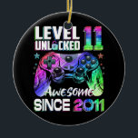 Level 11 Unlocked Awesome 2011 Video Game 11th Keramik Ornament<br><div class="desc">Level 11 Unlocked Awesome 2011 Video Game 11th Birthday Gift Gift. Perfect gift for your dad,  mom,  papa,  men,  women,  friend and family members on Thanksgiving Day,  Christmas Day,  Mothers Day,  Fathers Day,  4th of July,  1776 Independent day,  Veterans Day,  Halloween Day,  Patrick's Day</div>