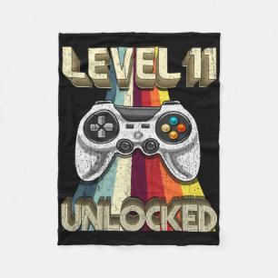Level 11 Unlocked Retro Video Game 11th Birthday G Fleecedecke